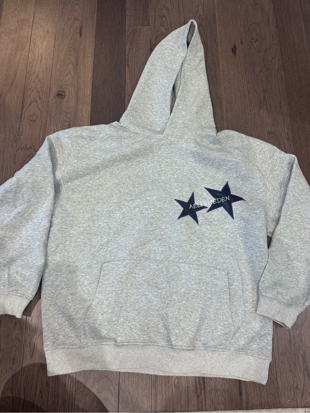 Aelfric Eden Light Gray Hoodie with Navy Star Motif